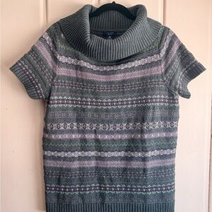 Chaps cotton/wool blend Women's Gray and Purple Cowl Neck Sweater szXL